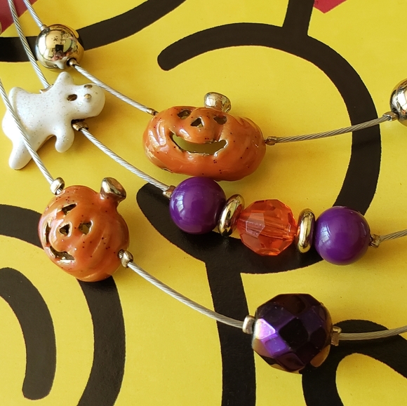 Jewelry - Halloween Necklace Ghost Pumpkin Charm Glitter